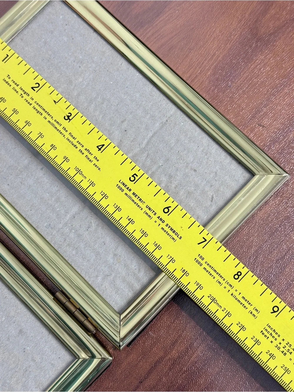 Vintage Brass Patina Double 5x7 Hinged Picture Frame